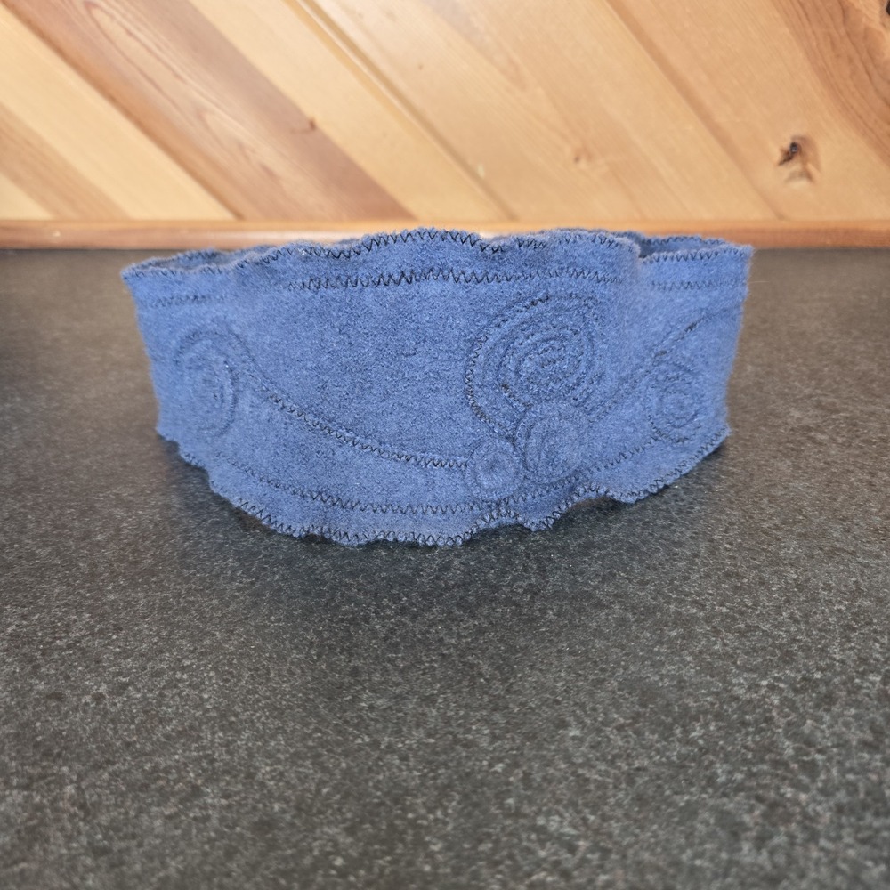 Wool‎ Flower 100% Wool Felt Blue Heaband Made in USA